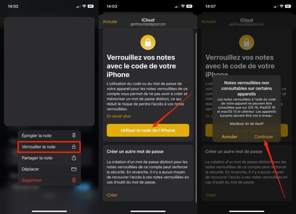 iOS 16 verrouiller les notes