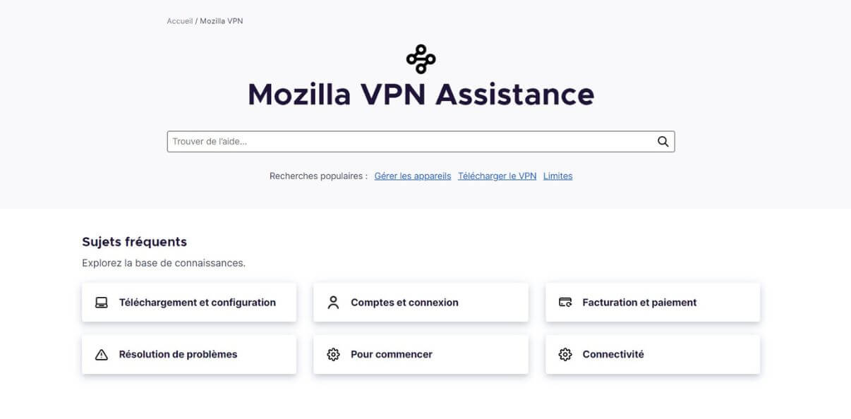Centre d'aide Mozilla VPN