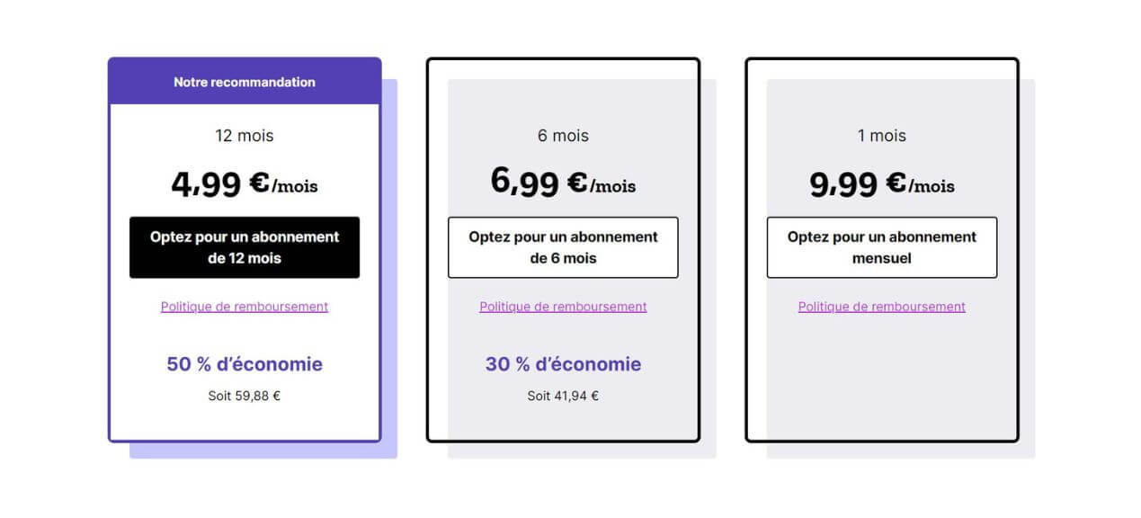 Tarifs Mozilla VPN