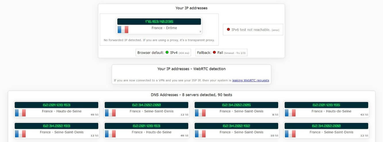 Test d'adresse IP sans Mullvad VPN