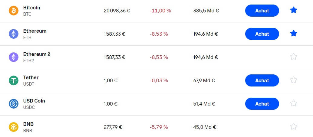 cryptomonnaies disponibles sur coinbase