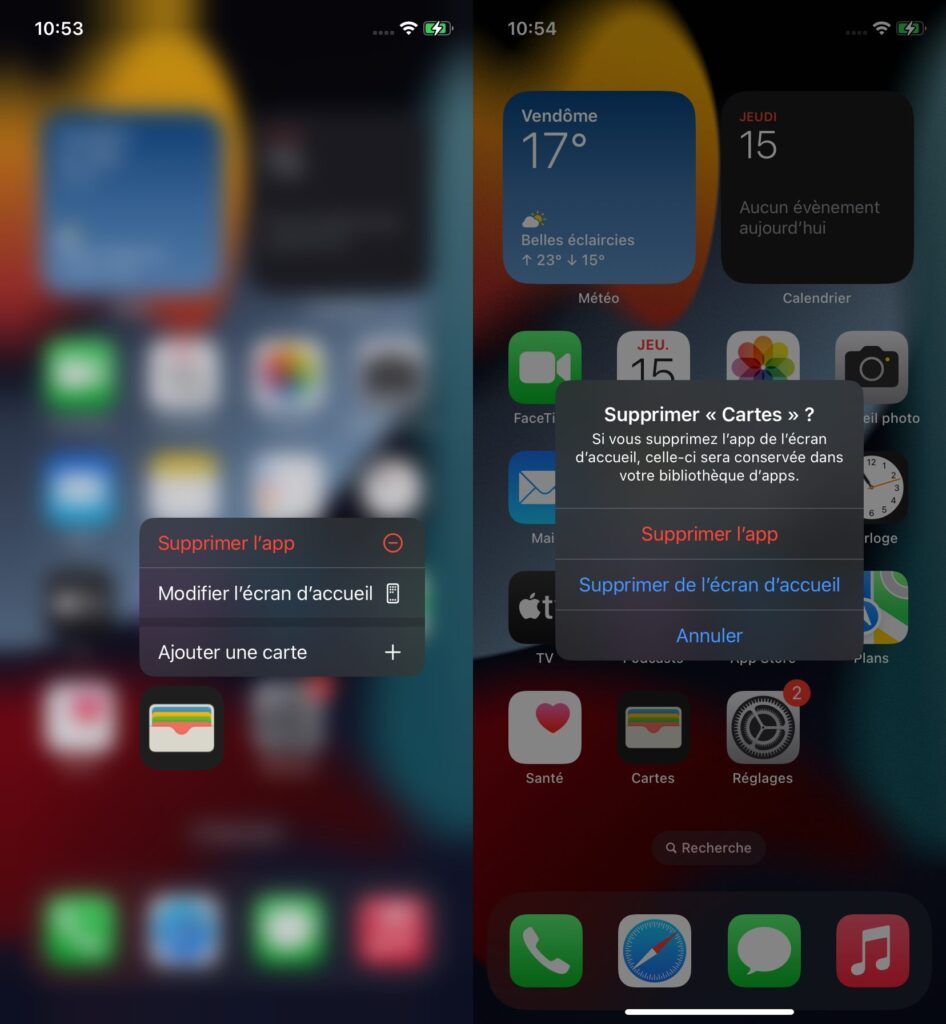 iOS 16 supprimer Apple Wallet