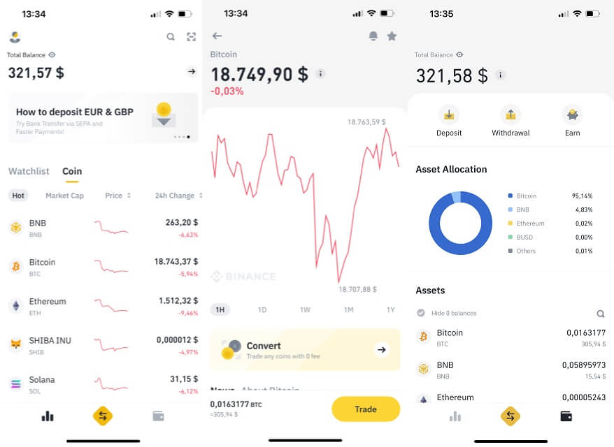 interface mobile binance