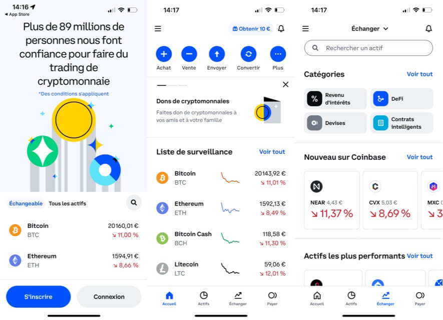 interface mobile coinbase