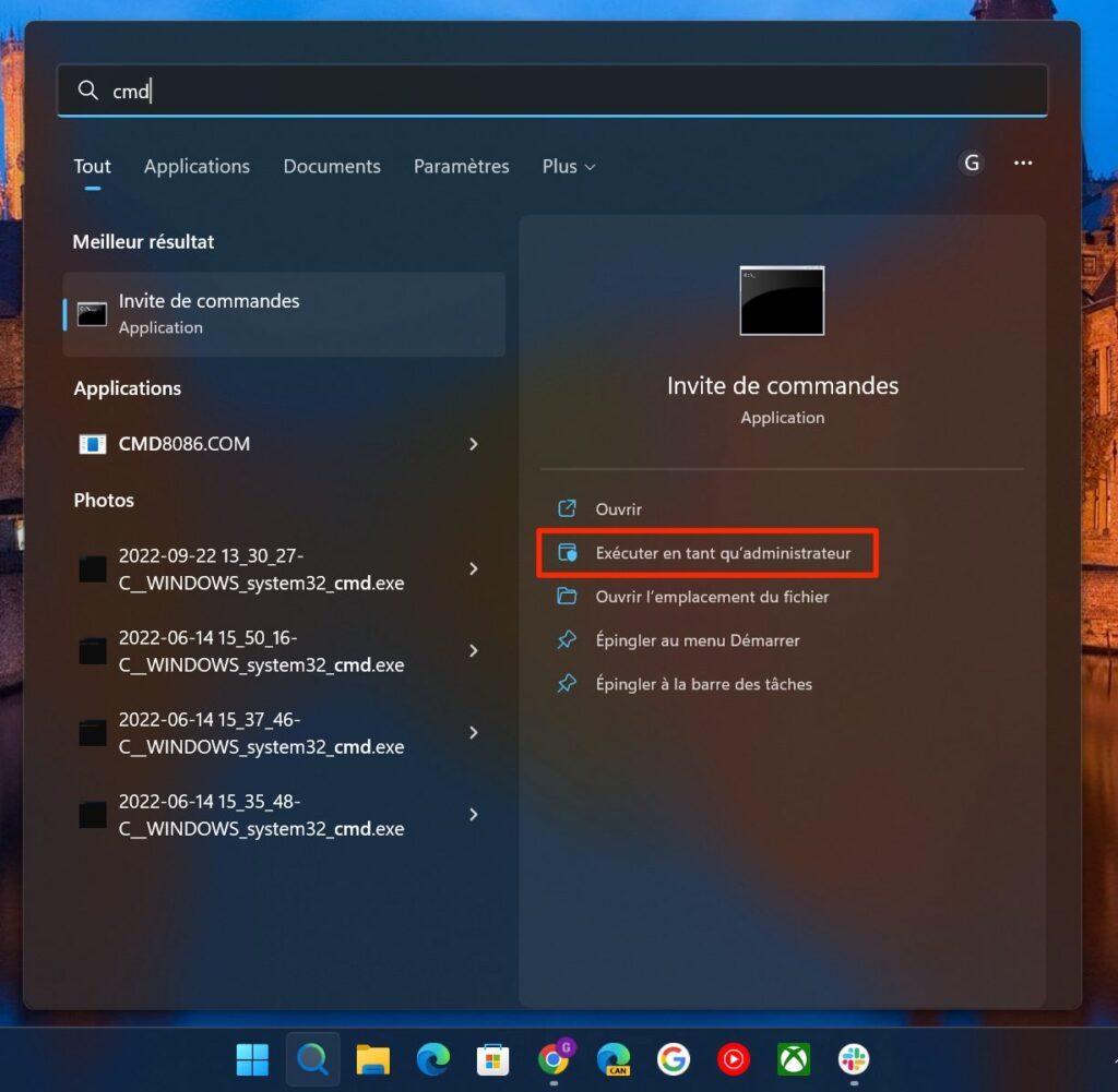 Windows 11 menu contextuel