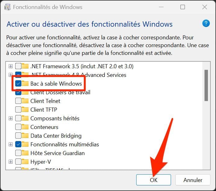 Bac à sable Windows 11