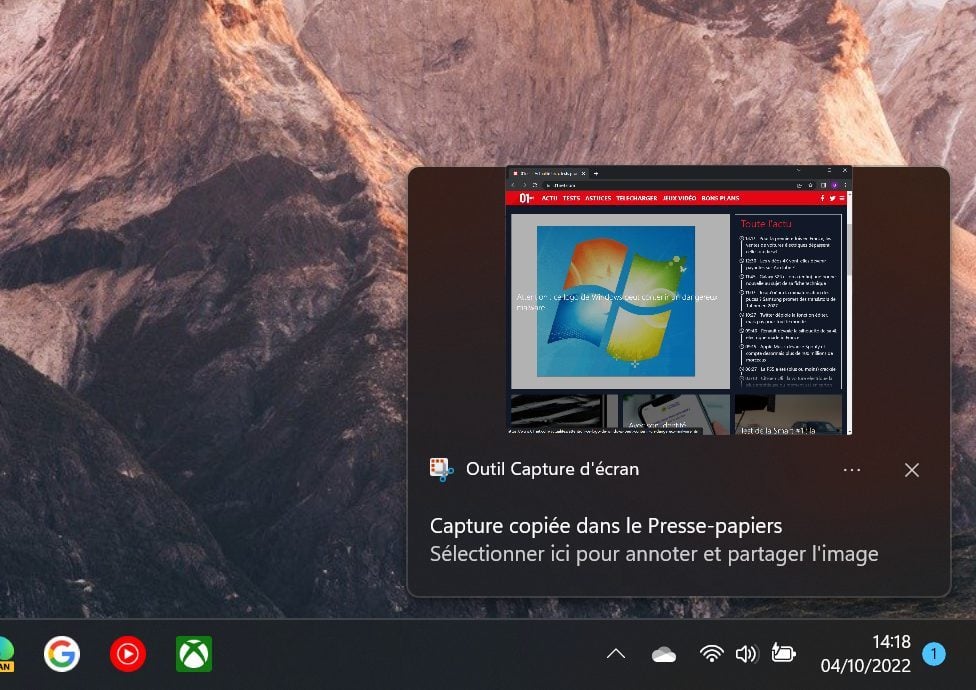 Windows 11 capture d'écran