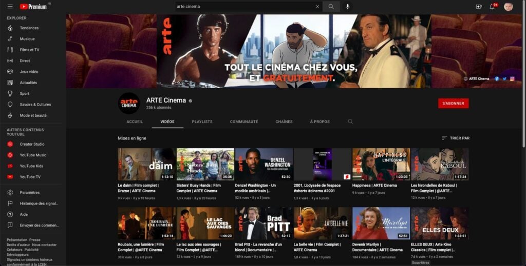 YouTube arte cinema