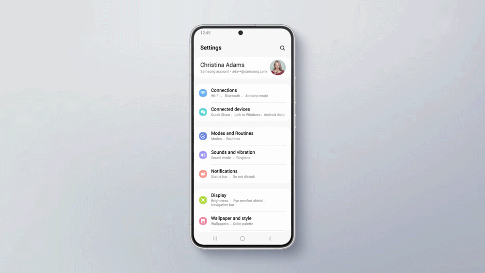 menu appareils connectes samsung one ui 5 android 13