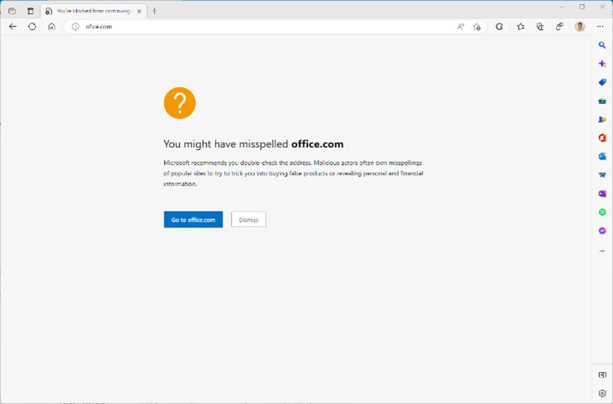 Microsoft Edge protection faute de frappe