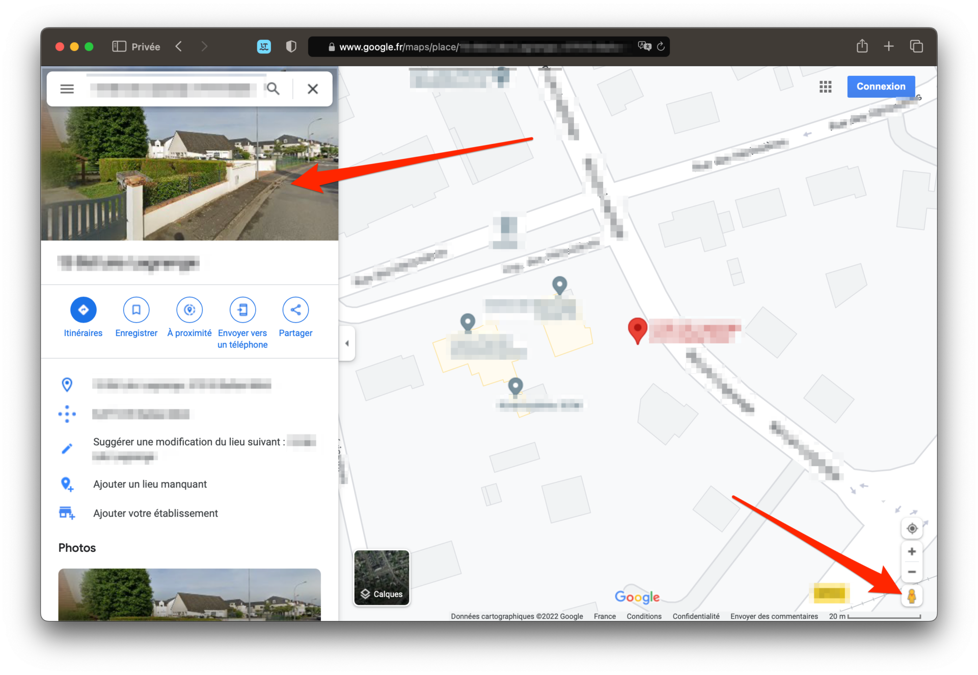 cacher sa maison dans Street View 