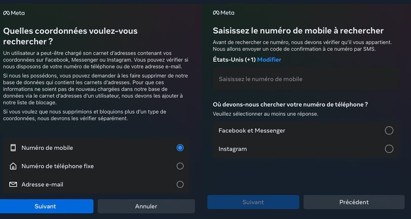 facebook numéro téléphone