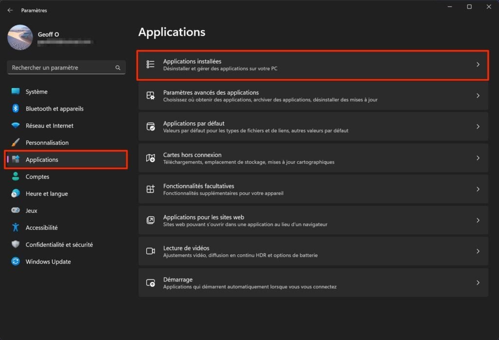 Windows 11 réinitialiser appli
