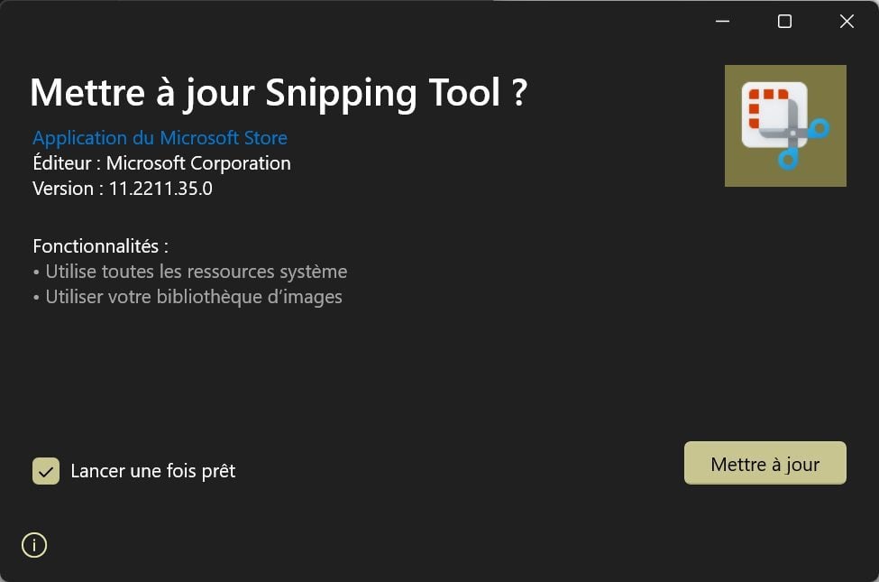 Installer outil capture d'écran