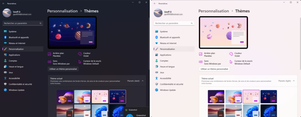 Windows 11 Thèmes cachés