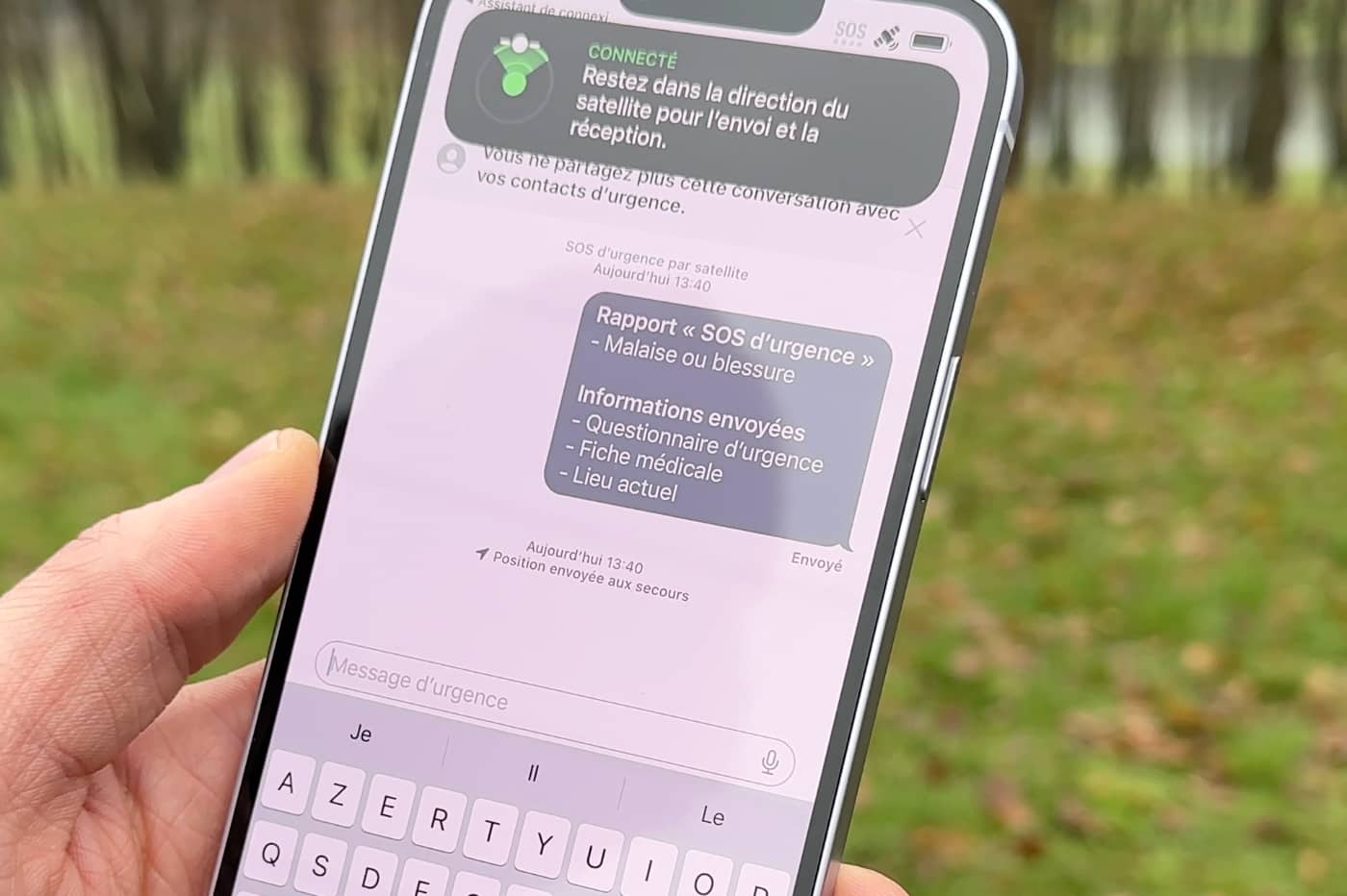 Le service envoie votre questionnaire d'urgence, votre fiche médicale et votre position GPS.