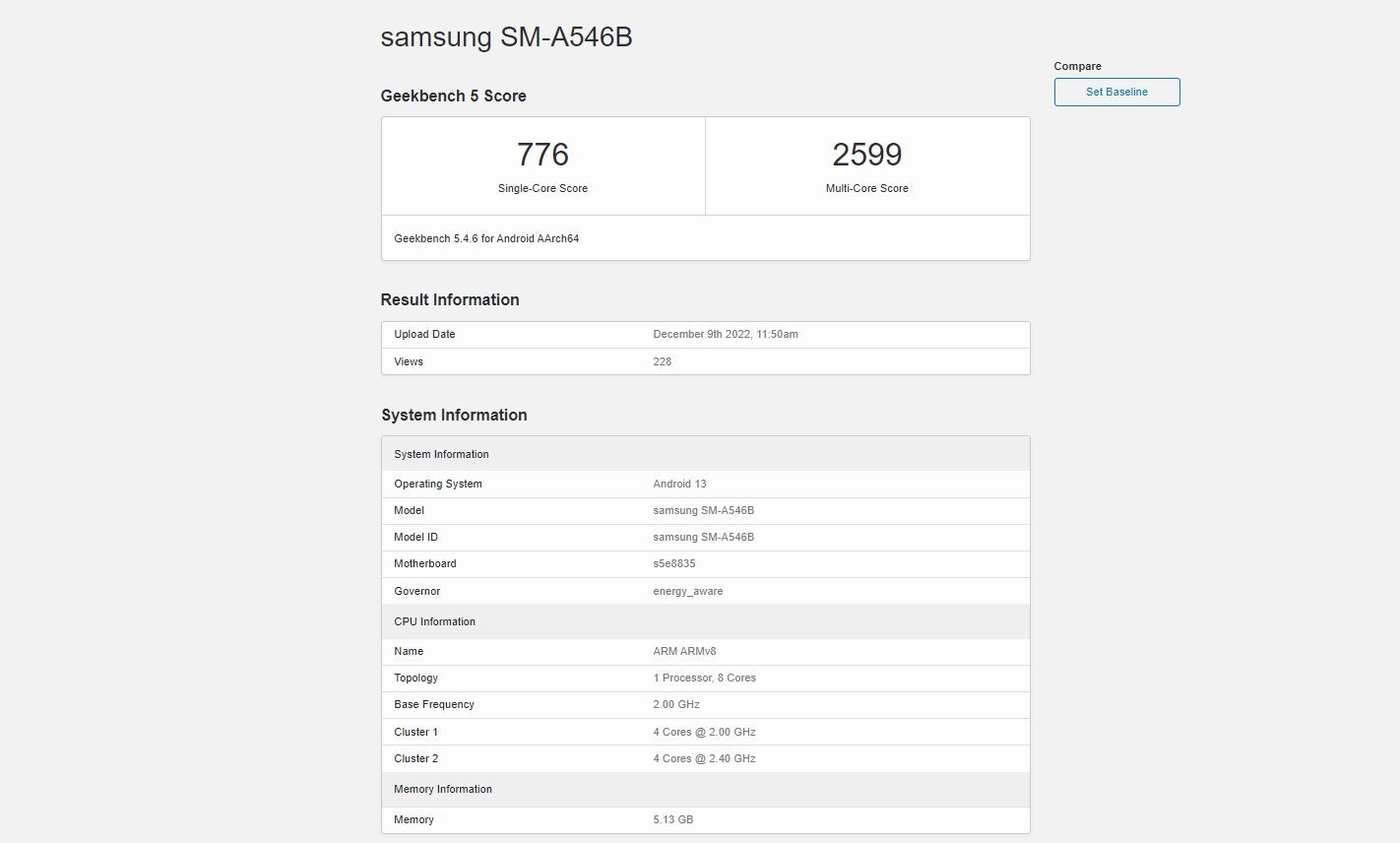 Geekbench Galaxy A54