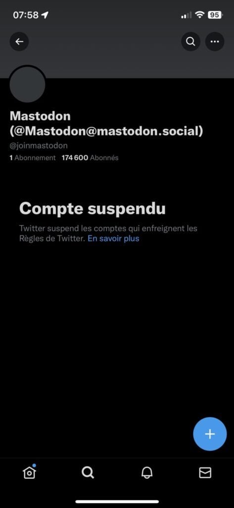 Mastodon suspendu Twitter