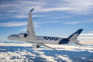 C'est sur un Airbus A350-1000 qu'Airbus teste son projet DragonFly. ©Airbus