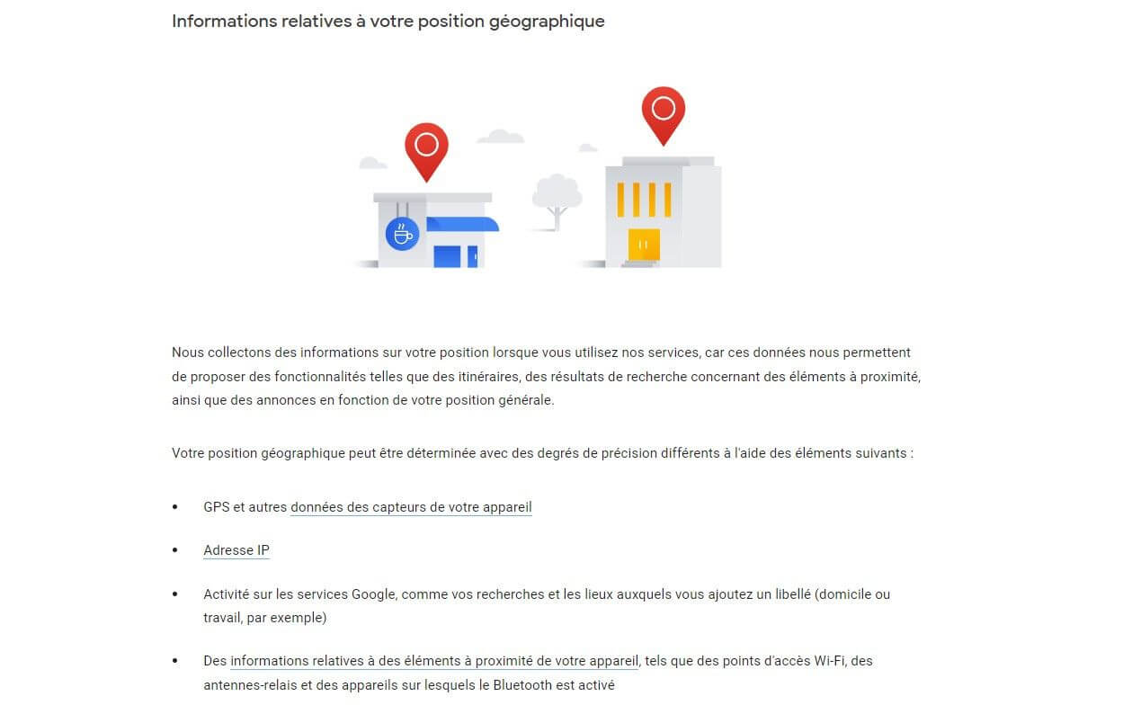 Extrait de la politique de confidentialité du VPN Google One