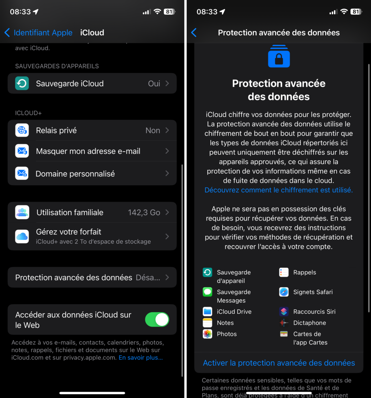 iOS 16.3 Protection avancée des données