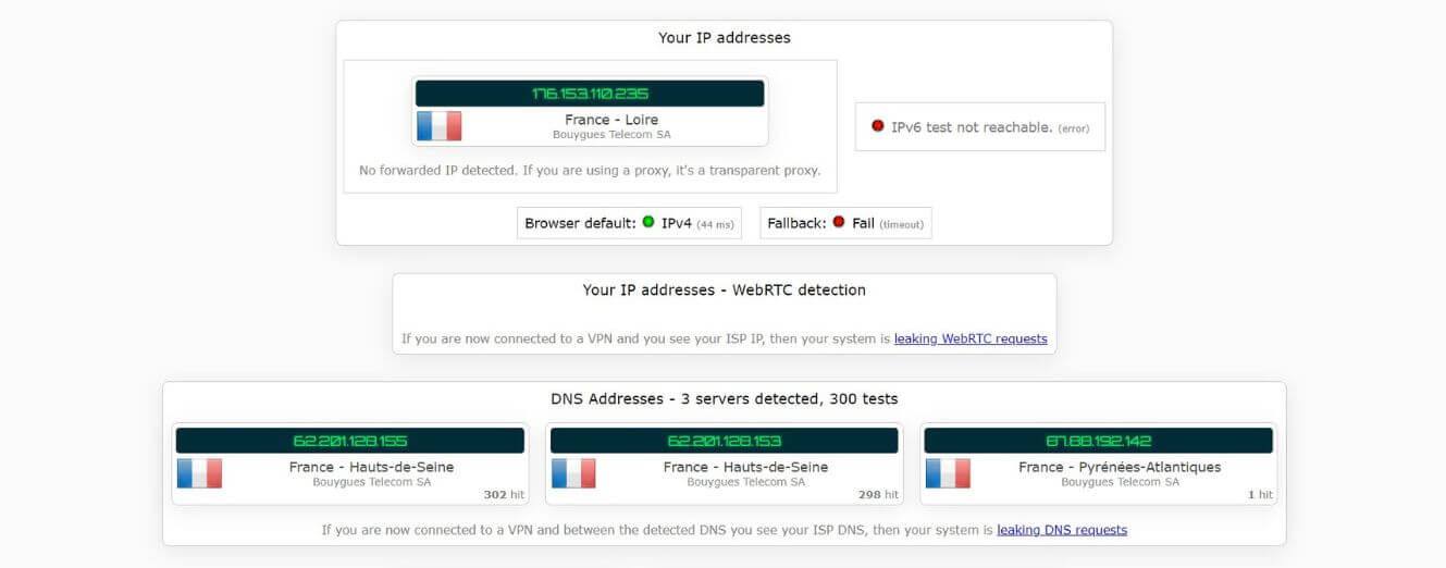 Test d'adresse IP sans le VPN Google One