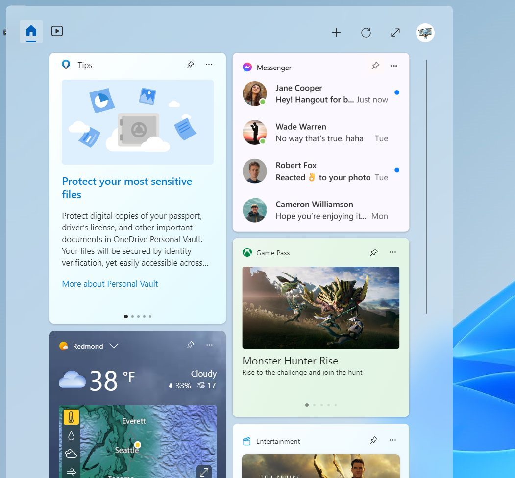 Widget Messenger Windows 11