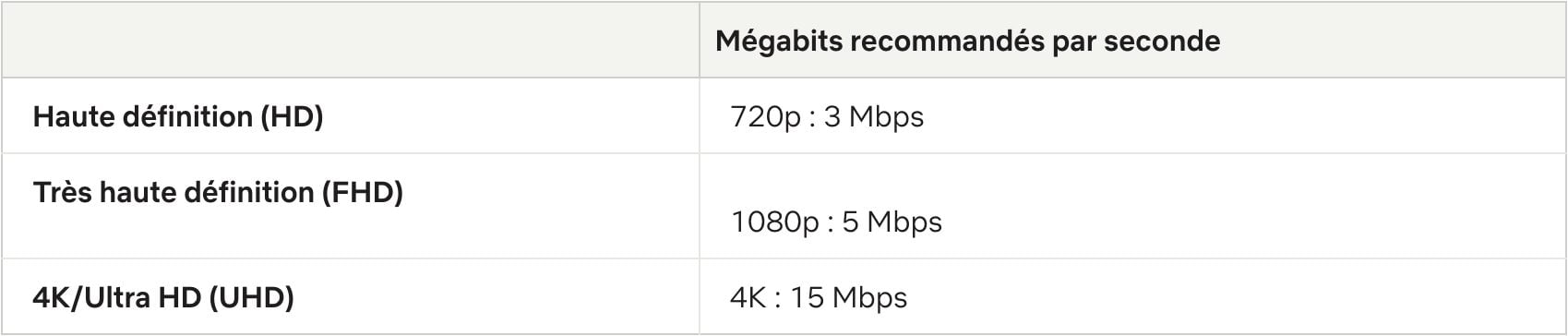 netflix debit vitesse connexion conseille