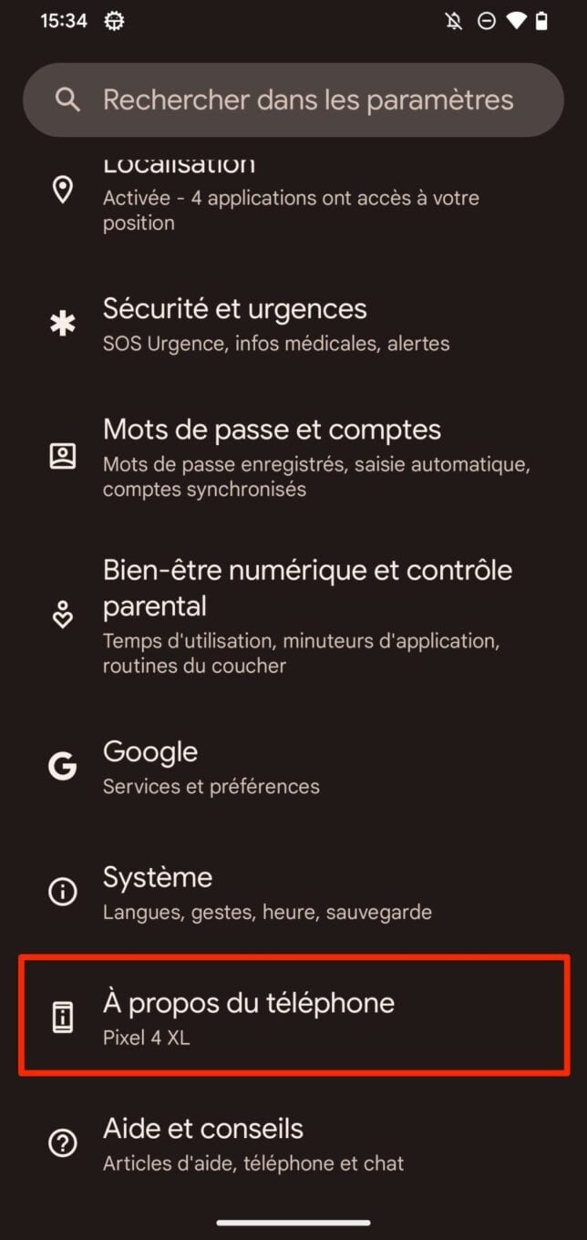 Android mode développeur