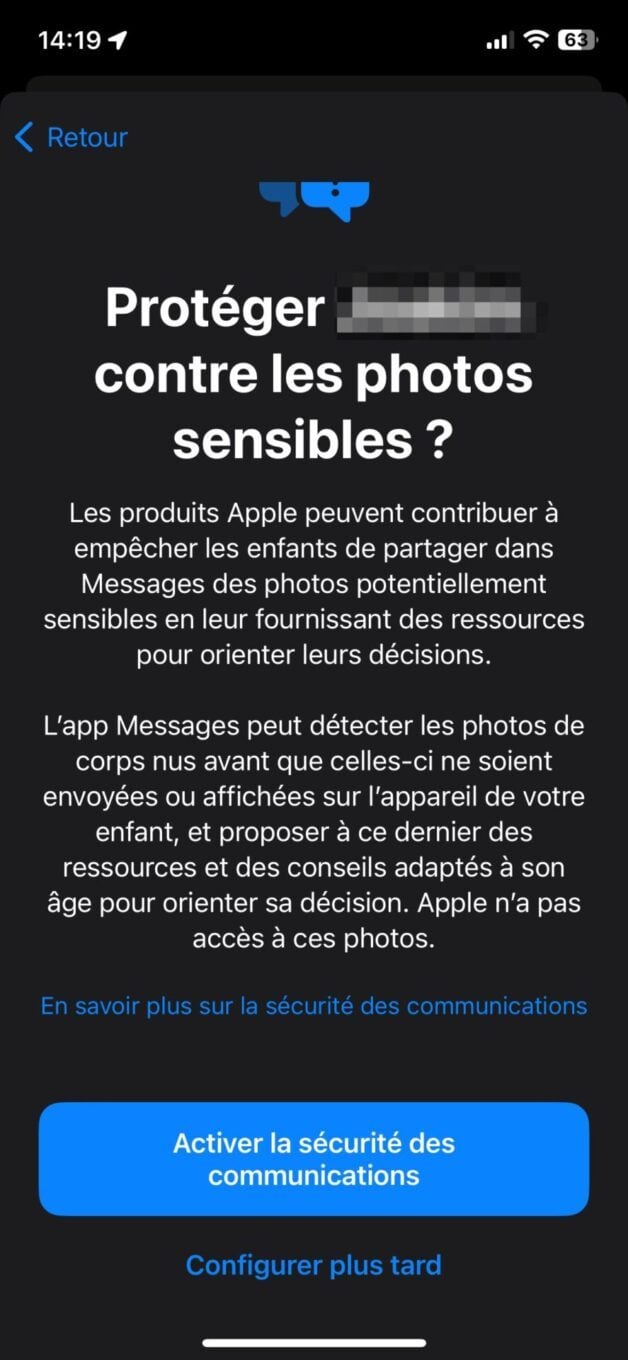 iOS Partage familial