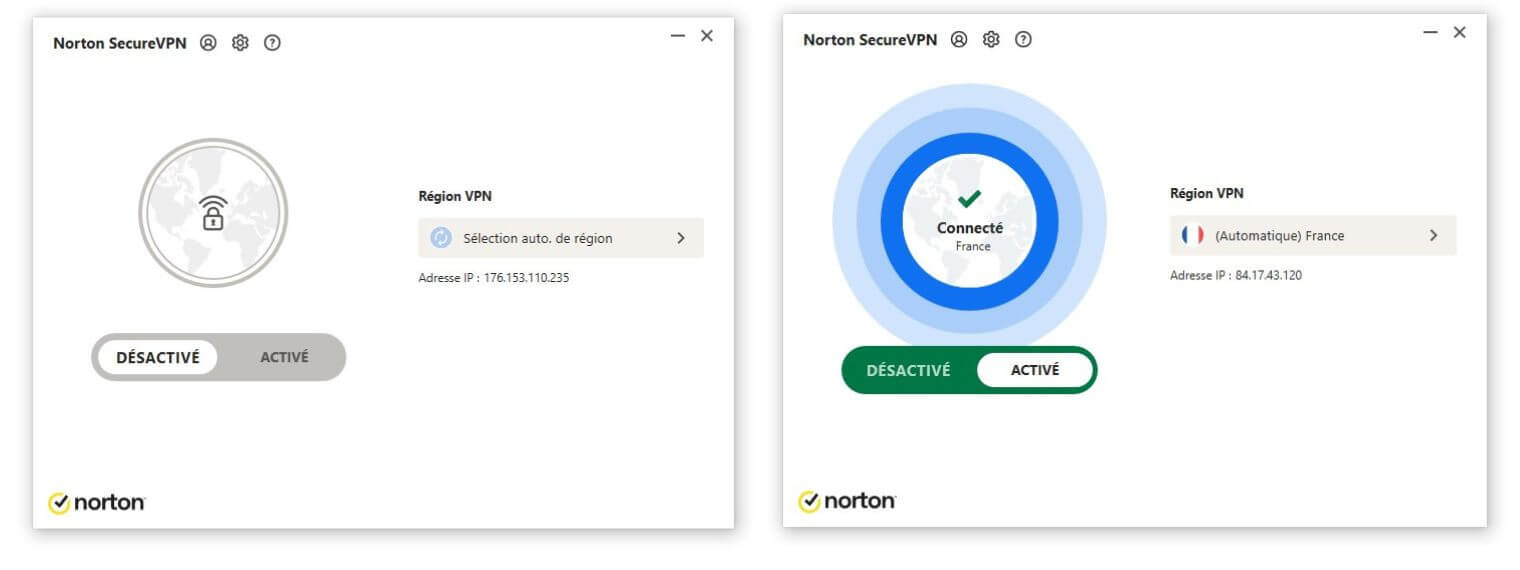 Interface Norton Secure VPN