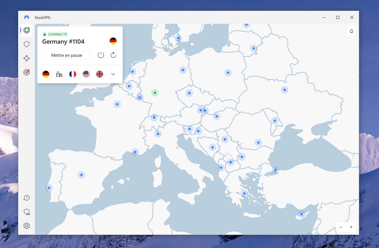 Application NordVPN Windows