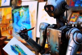 Bing Image Creator a robot painting art