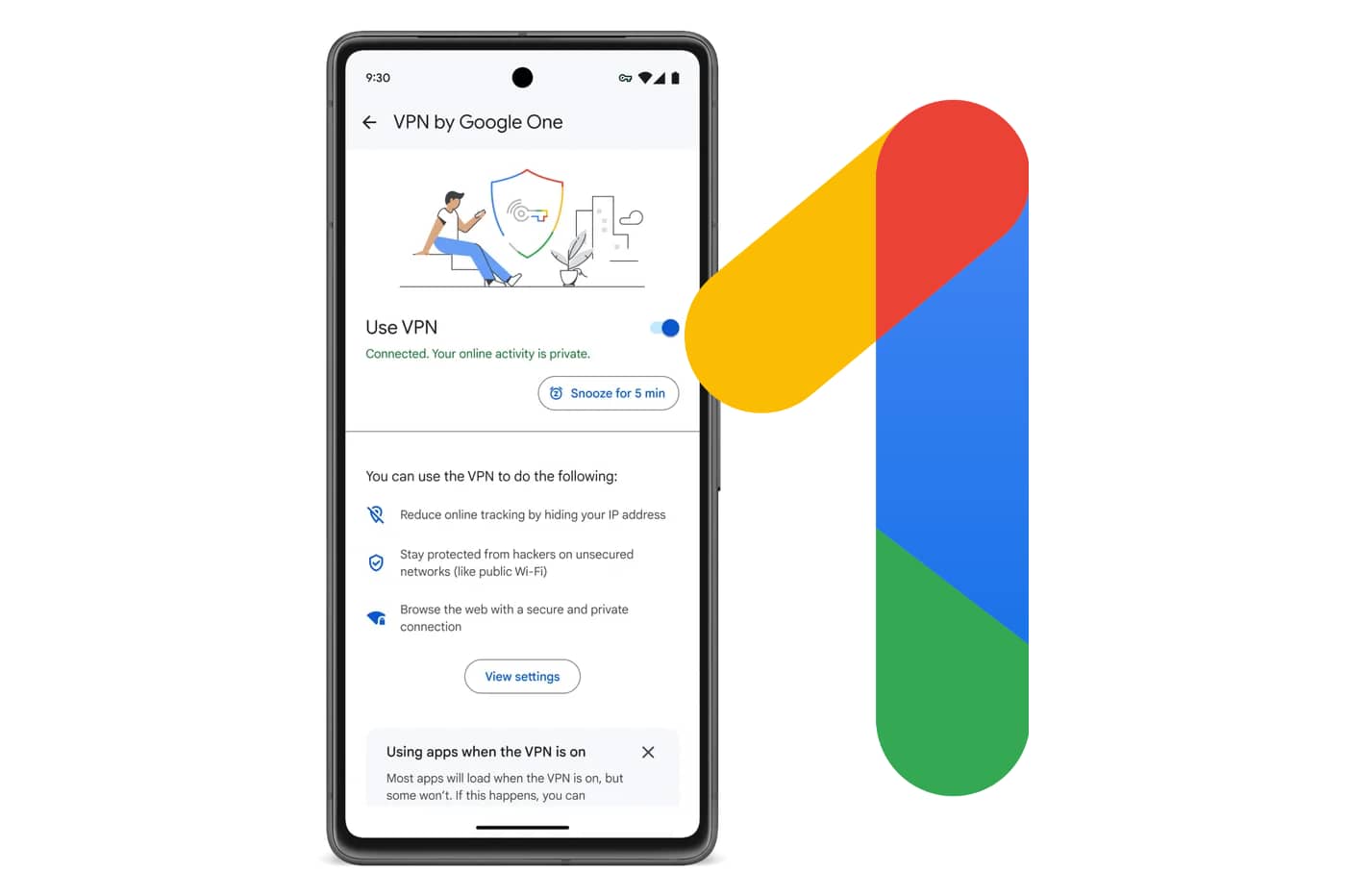Le VPN, from Google One, is now available for all plans.