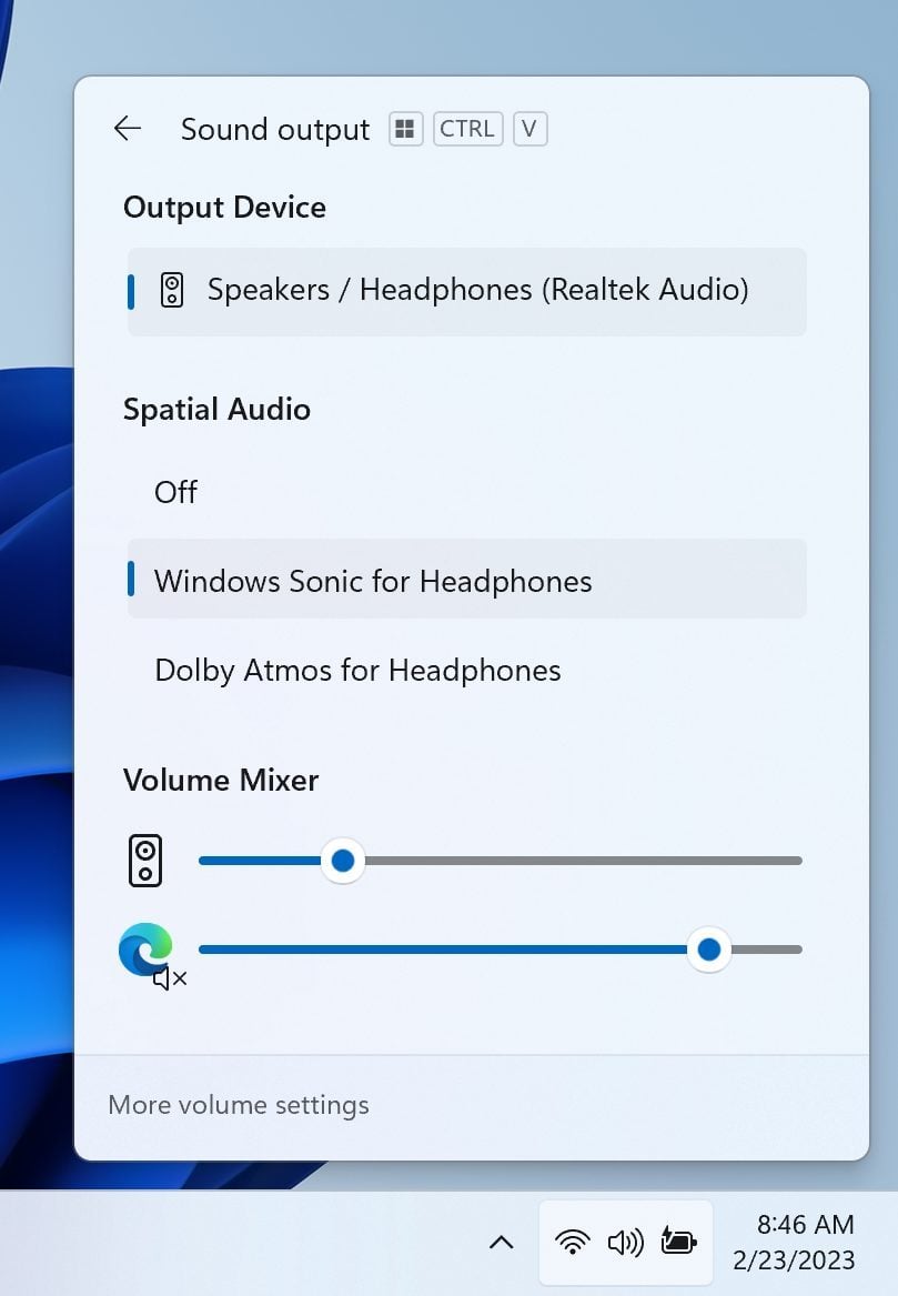 Windows 11 mélangeur de volume