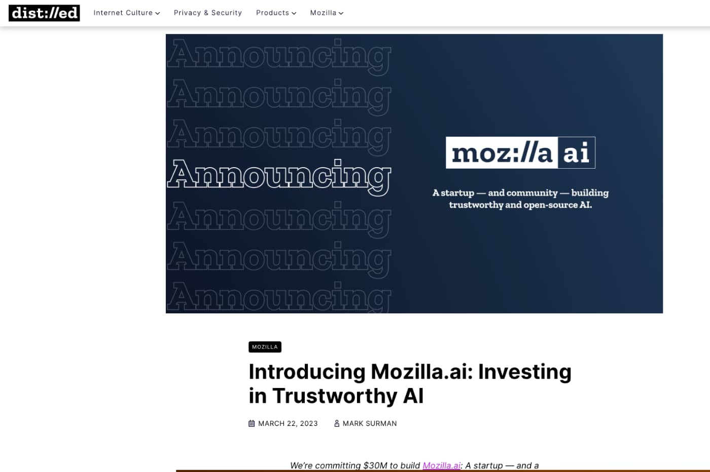 Mozilla annonce Mozilla.ai