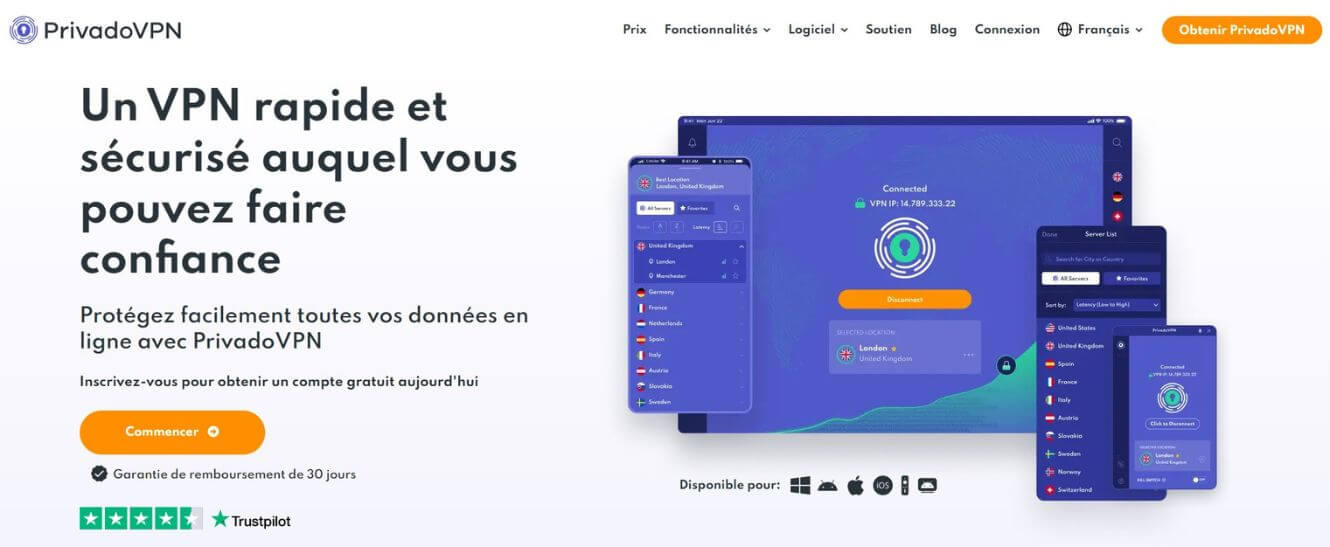 Page officielle PrivadoVPN