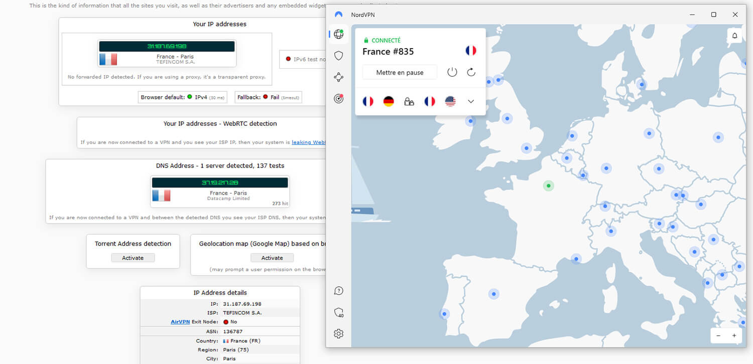 Test fuite DNS NordVPN