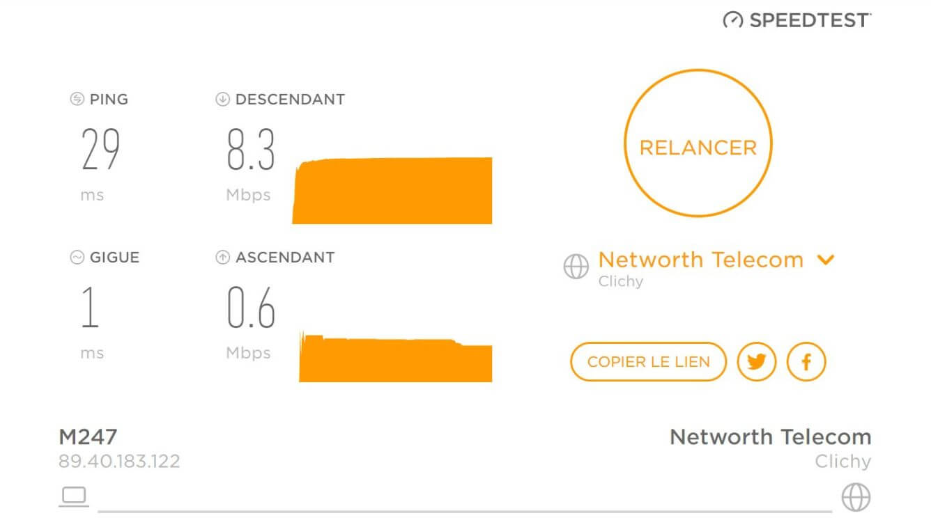 Test de vitesse de connexion avec PrivadoVPN