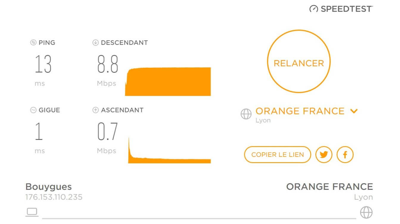 Test de vitesse de connexion sans PrivadoVPN