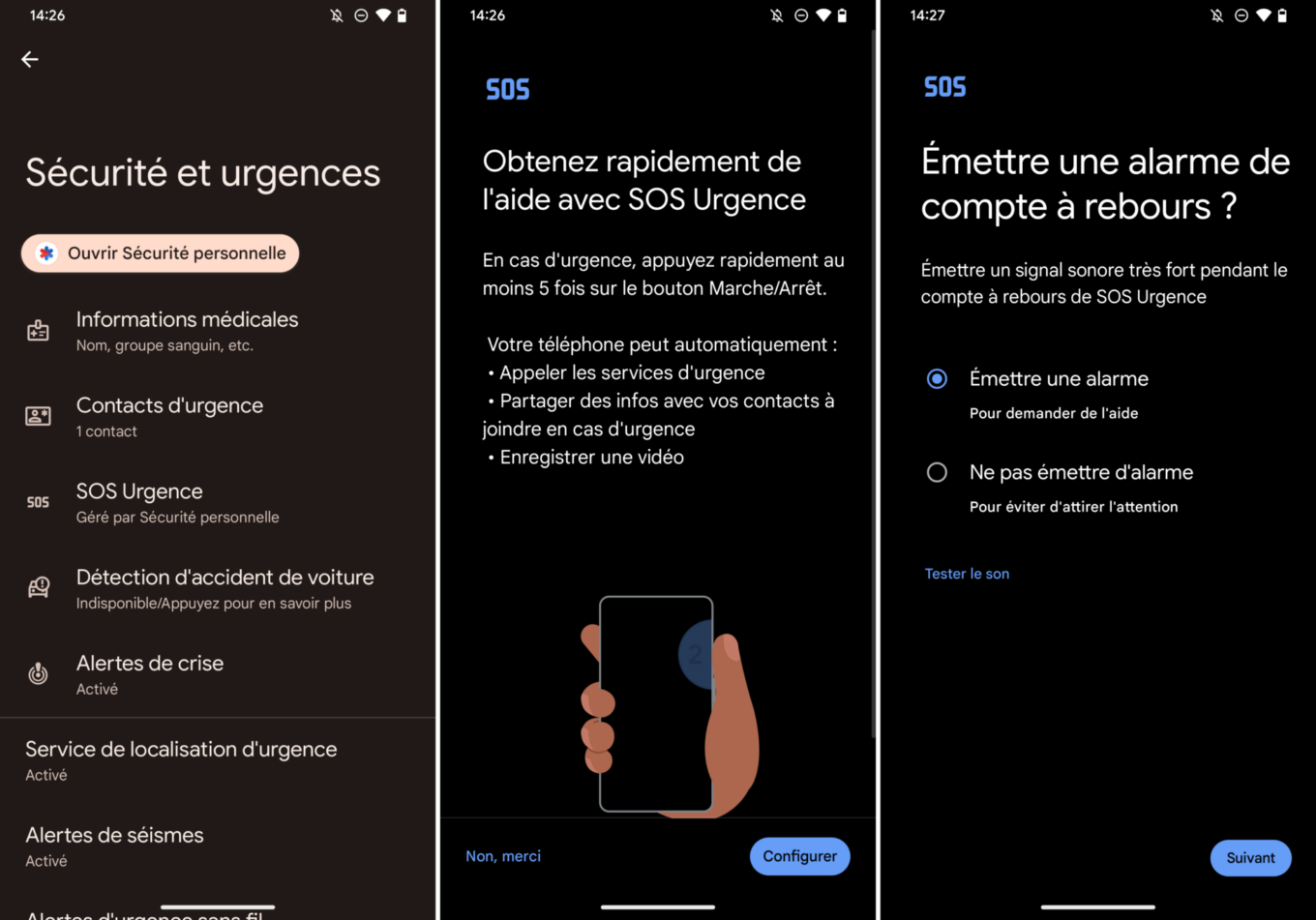 Android appel d'urgence