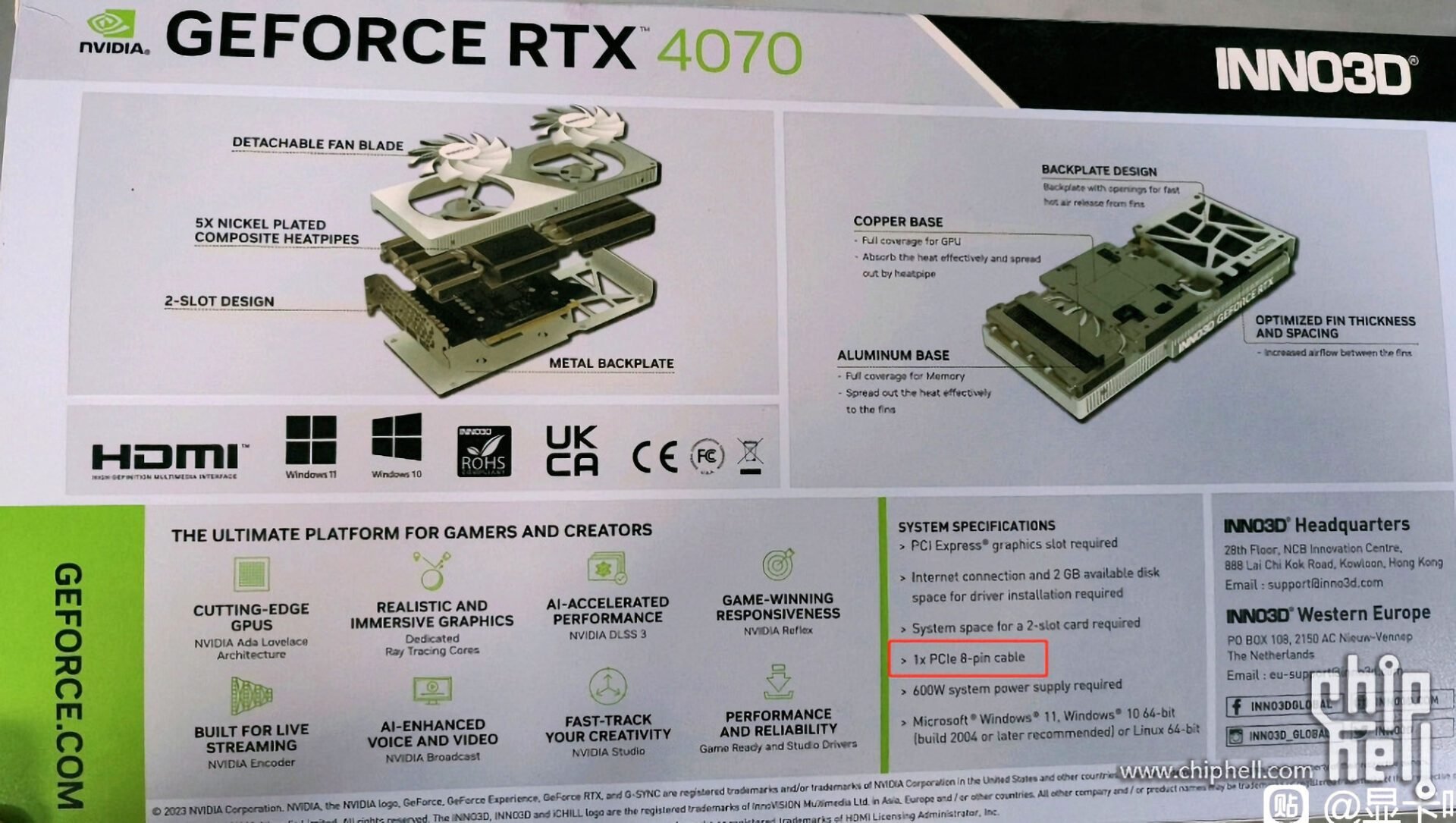 Inno3D RTX 4070 GPU, Source: Chiphell/Weibo/@9550pro via Videocardz