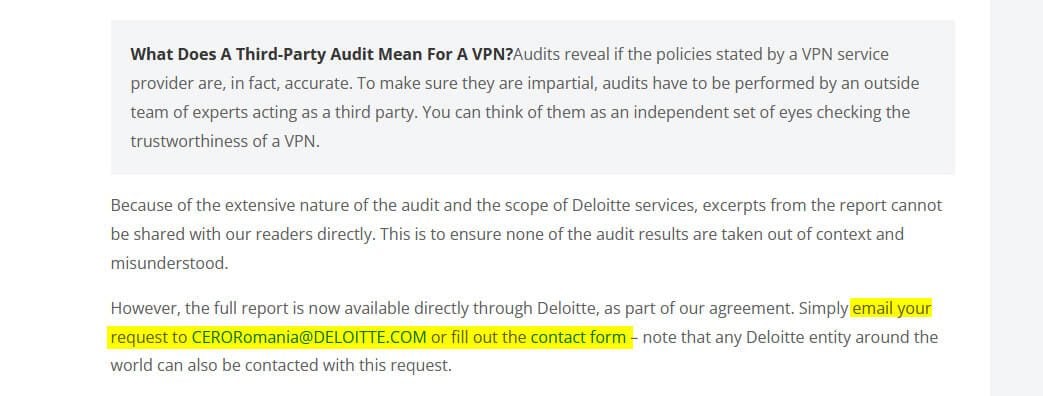 Audit no-log Deloitte CyberGhost