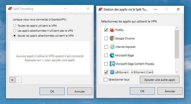 Configuration Split Tunneling ExpressVPN