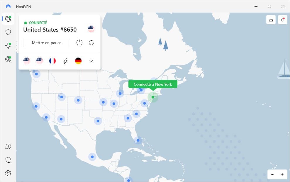 Connexion serveur New York NordVPN