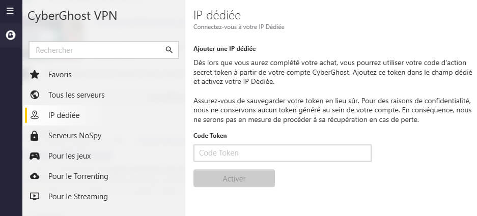 IP dédiée CyberGhost VPN