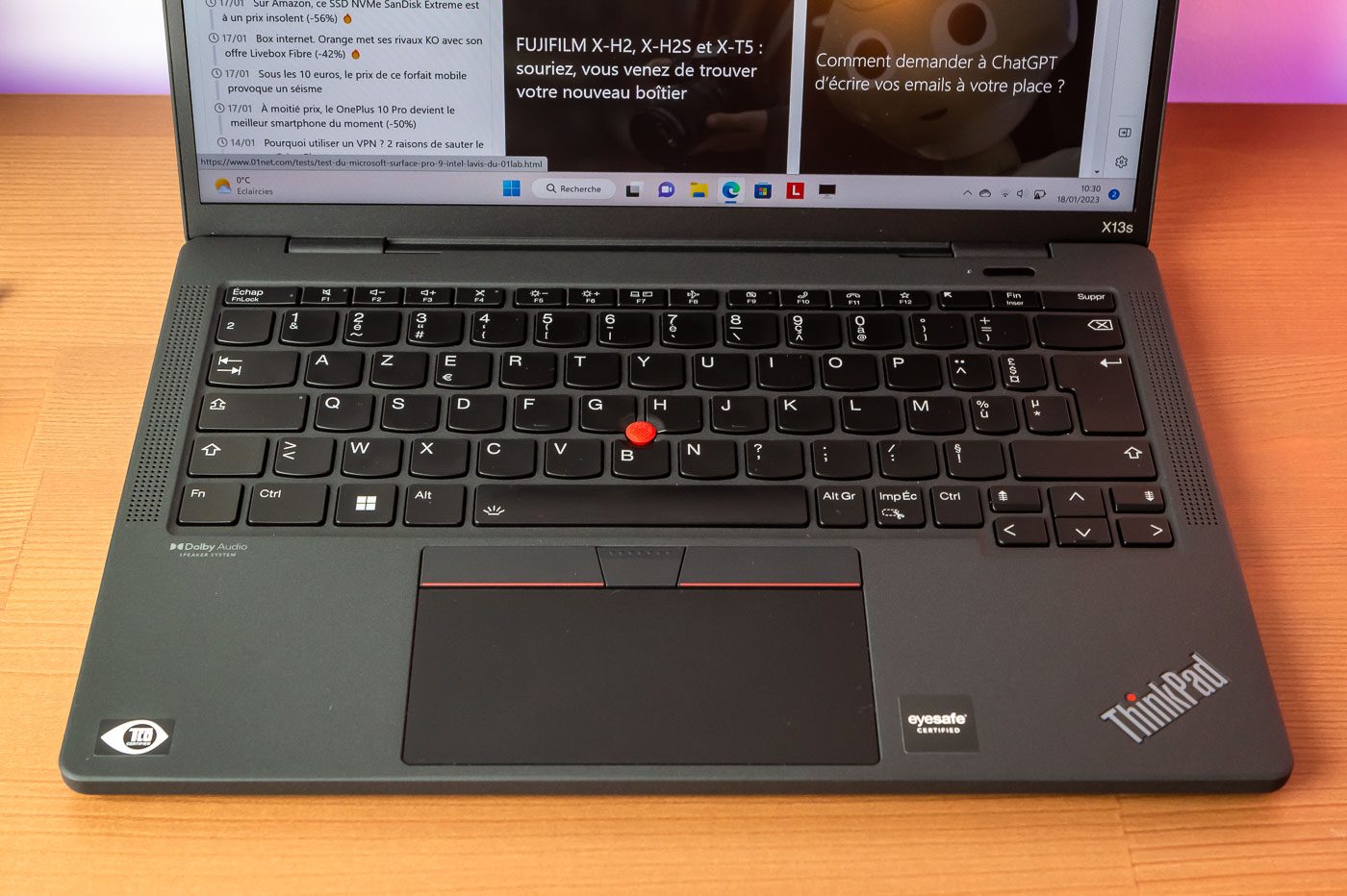 Le clavier du ThinkPad X13s est confortable et fidèle à la tradition des portables Lenovo/IBM.
