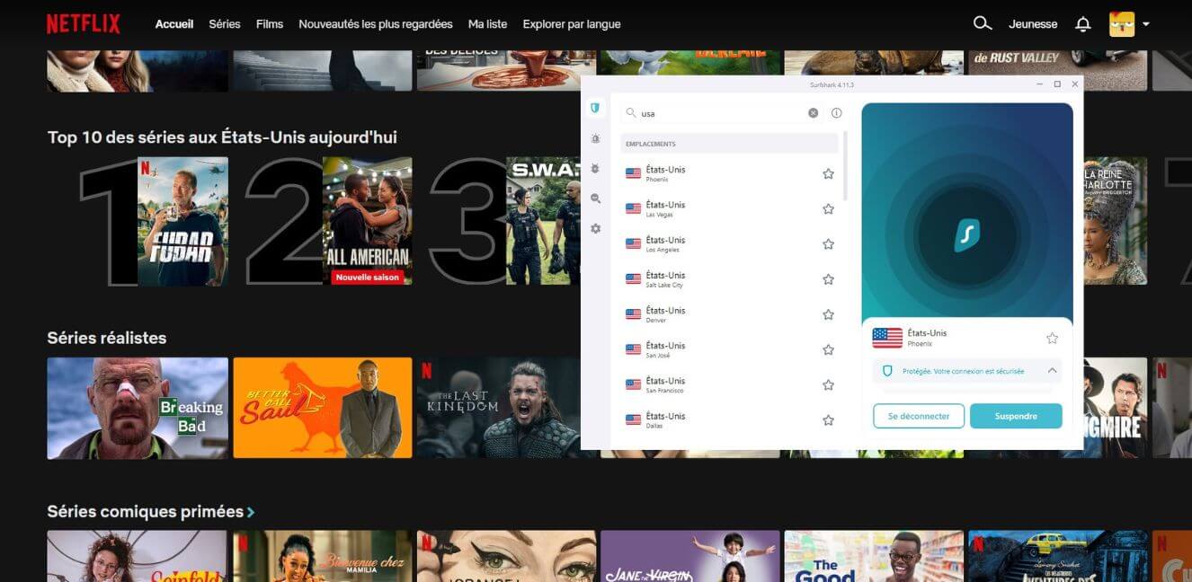 Netflix US avec Surfshark