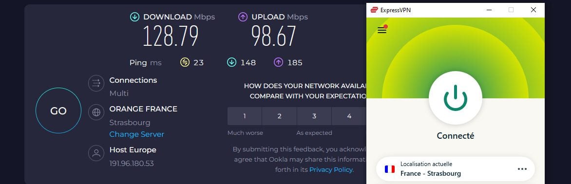 Test vitesse ExpressVPN France