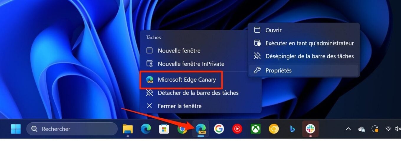 Microsoft Edge mouvements souris